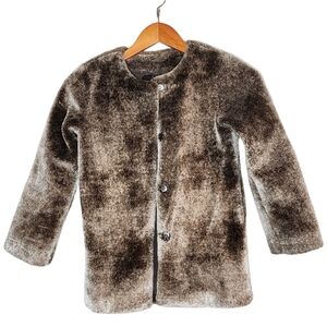 Guess Soft Faux Fur brown coat. Kids size 8. Pockets